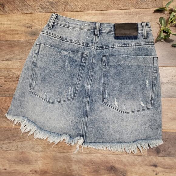 One by One Teaspoon Denim High Waist Super Fitted Short 2020 Mini Skirt - Picture 3 of 12